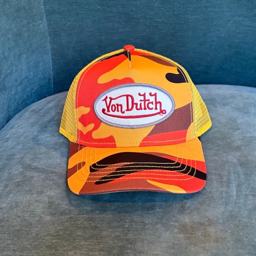Von Dutch Orange Camo Trucker Hat - New With Tags!